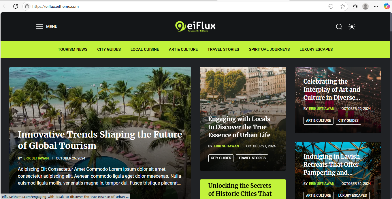 Download eiFlux – Modern WordPress Theme for Blogs & News